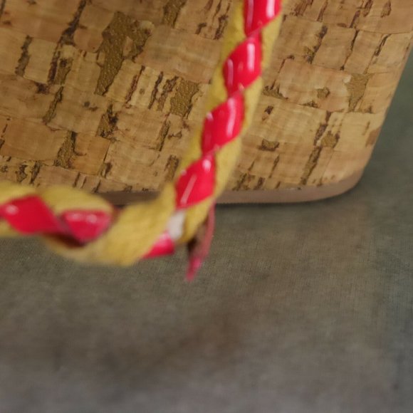 NWD Tory Burch Tie Up Pink/Tan Rope & Cork Petra Mid Wedge Wom 8.5 M $375    ANB - Picture 4 of 12